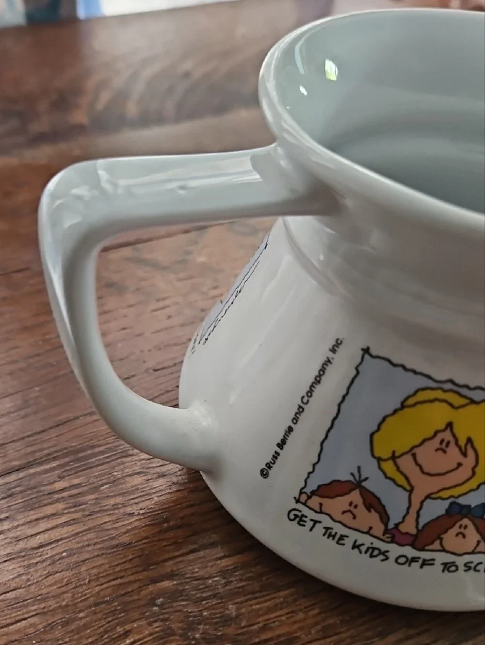Vintage Cartoon Ceramic Non Spill Coffee Tea Mug Cup